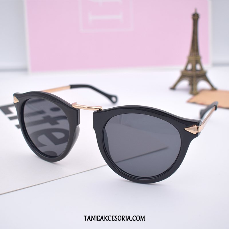 Damskie Okulary Przeciwsłoneczne Okrągła Twarz Siatkowe Gwiazda, Okulary Przeciwsłoneczne Trendy Vintage Nowy Rot Schwarz