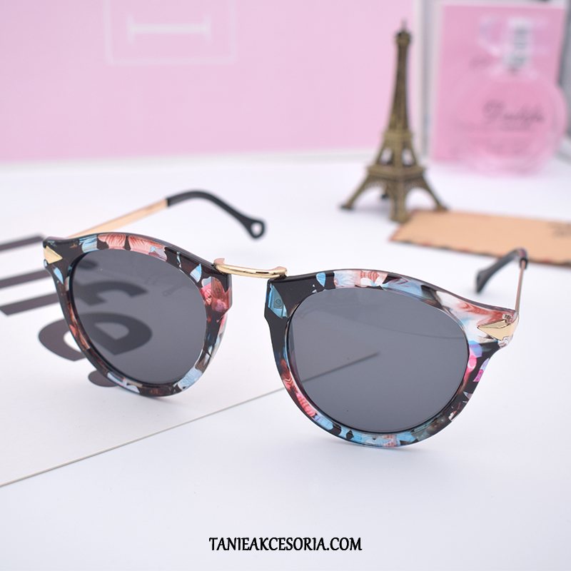Damskie Okulary Przeciwsłoneczne Okrągła Twarz Siatkowe Gwiazda, Okulary Przeciwsłoneczne Trendy Vintage Nowy Rot Schwarz