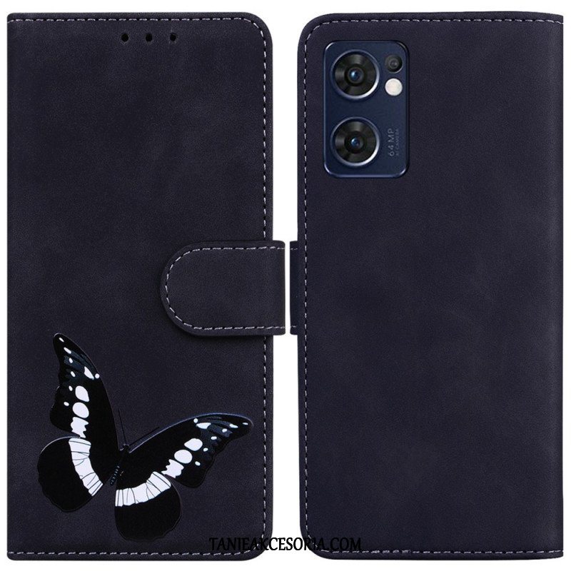 Etui Folio do Oppo Find X5 Lite Motyl Dotykający Skóry