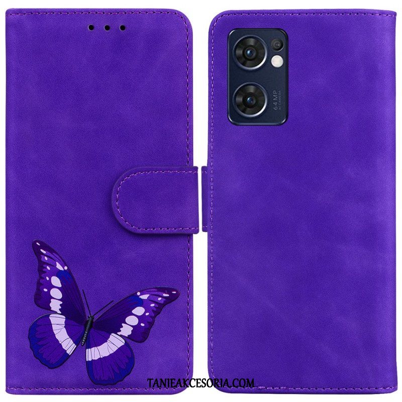 Etui Folio do Oppo Find X5 Lite Motyl Dotykający Skóry