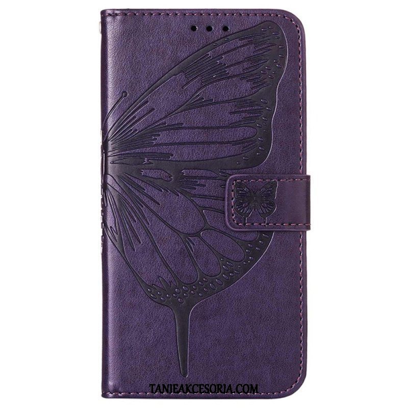 Etui Folio do Oppo Reno 8 Pro z Łańcuch Barokowy Motyl Z Paskami