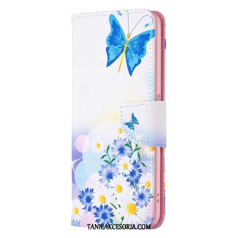 Etui Folio do Realme C35 Kwiaty Motyle