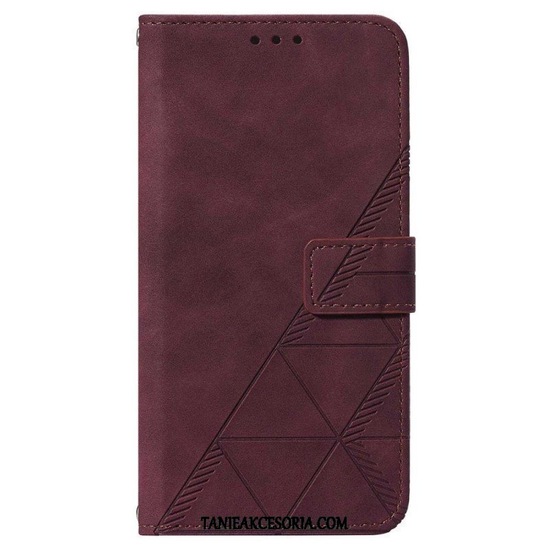 Etui Folio do Samsung Galaxy A14 / A14 5G Trójkąty Ze Smyczą