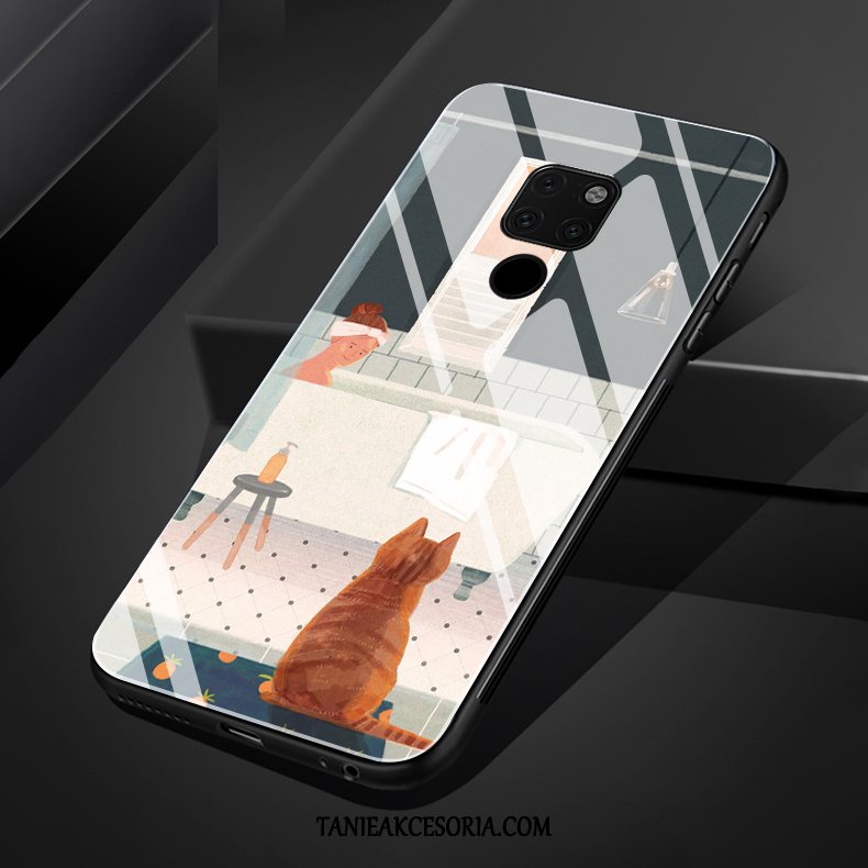 Etui Huawei Mate 20 X Kotek Szkło Zakochani, Obudowa Huawei Mate 20 X Ładny Silikonowe Niebieski Orange