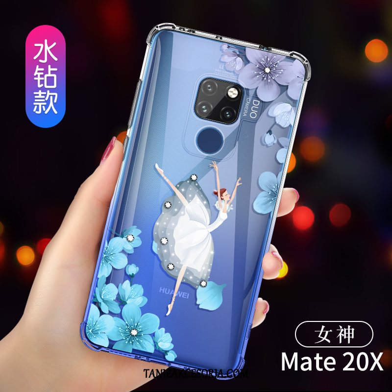 Etui Huawei Mate 20 X Przezroczysty Balon Anti-fall, Pokrowce Huawei Mate 20 X Miękki Silikonowe Niebieski