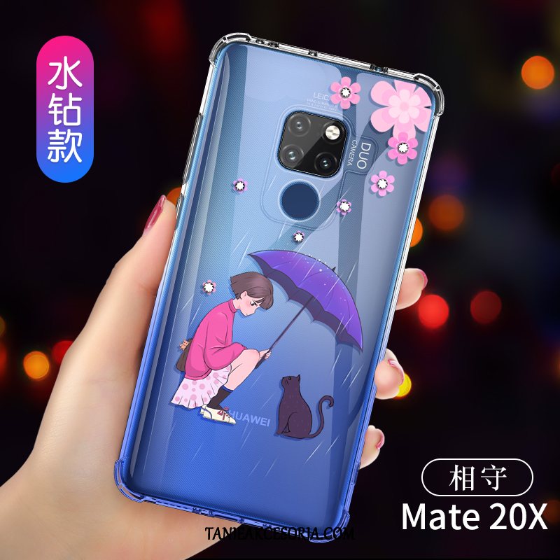 Etui Huawei Mate 20 X Przezroczysty Balon Anti-fall, Pokrowce Huawei Mate 20 X Miękki Silikonowe Niebieski