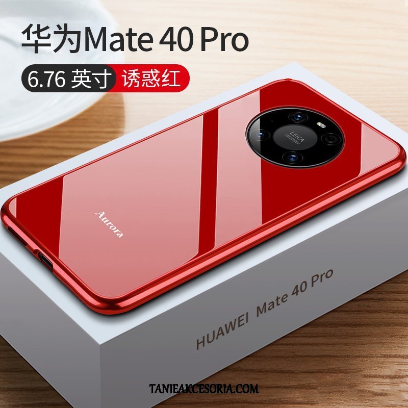 Etui Huawei Mate 40 Pro Ochraniacz Granica Czerwony Netto, Obudowa Huawei Mate 40 Pro Metal Szkło Nowy