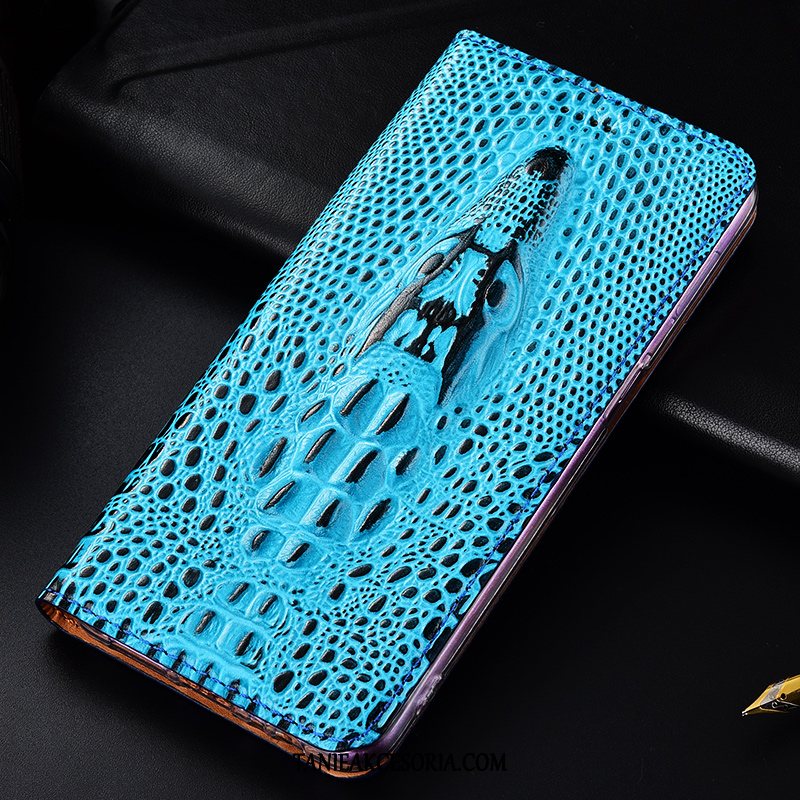 Etui Huawei P Smart+ 2019 Prawdziwa Skóra Niebieski Krokodyl, Pokrowce Huawei P Smart+ 2019 Telefon Komórkowy Ochraniacz