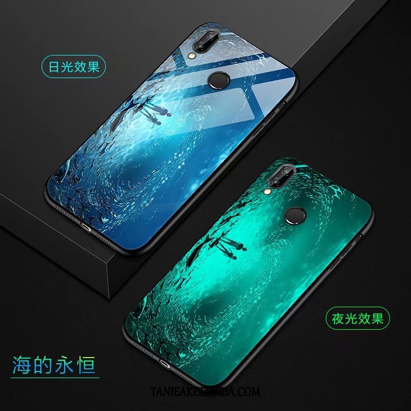 Etui Huawei P Smart+ Nowy Ochraniacz Świecące, Pokrowce Huawei P Smart+ Kreatywne Szkło Czarny