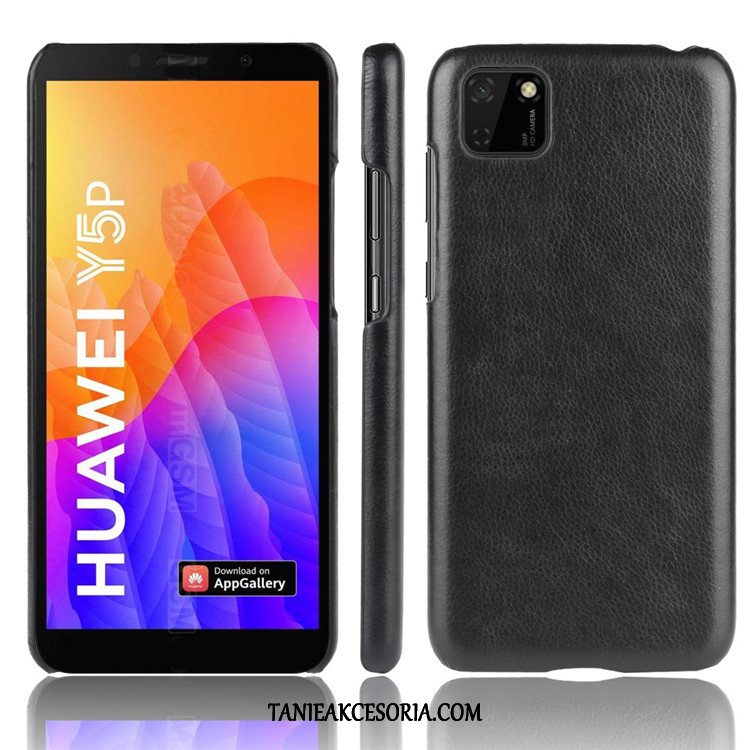Etui Huawei Y5p Wzór Litchi Skóra, Obudowa Huawei Y5p Telefon Komórkowy Czarny Trudno