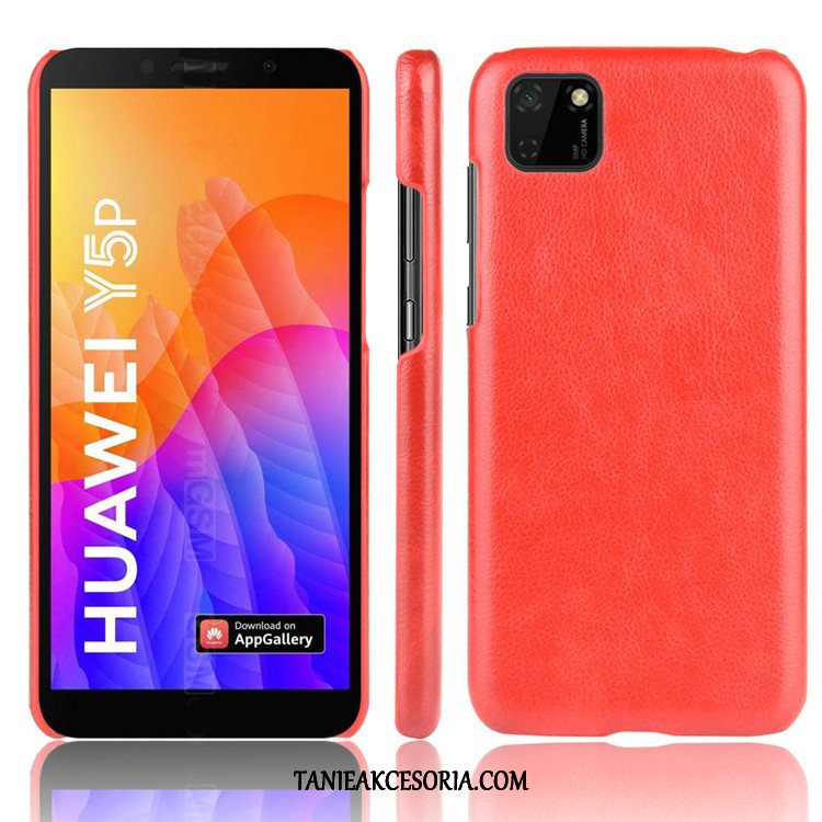 Etui Huawei Y5p Wzór Litchi Skóra, Obudowa Huawei Y5p Telefon Komórkowy Czarny Trudno