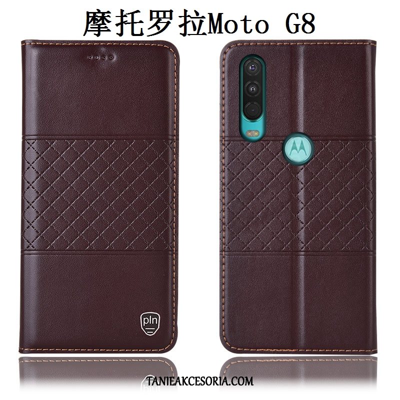 Etui Moto G8 Ochraniacz Telefon Komórkowy All Inclusive, Obudowa Moto G8 Prawdziwa Skóra Czerwony Anti-fall