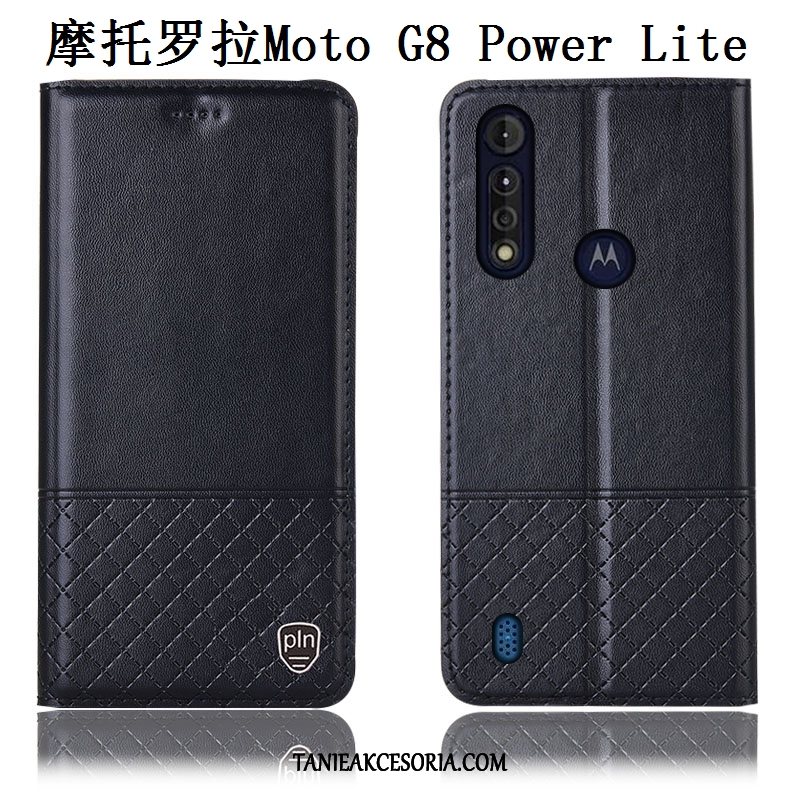 Etui Moto G8 Power Lite Prawdziwa Skóra Anti-fall Ochraniacz, Obudowa Moto G8 Power Lite Niebieski Telefon Komórkowy All Inclusive