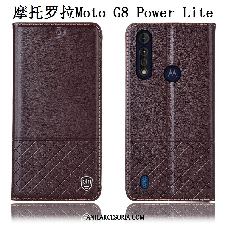 Etui Moto G8 Power Lite Prawdziwa Skóra Anti-fall Ochraniacz, Obudowa Moto G8 Power Lite Niebieski Telefon Komórkowy All Inclusive