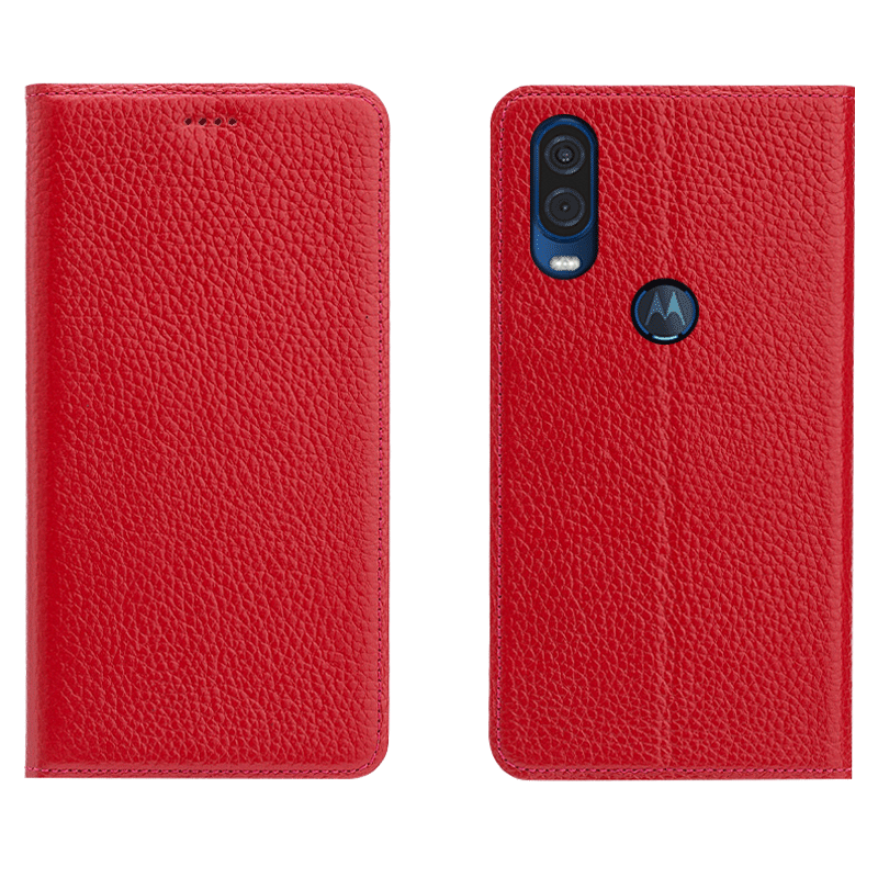 Etui Motorola One Vision Ochraniacz All Inclusive Niebieski, Obudowa Motorola One Vision Wzór Litchi Telefon Komórkowy