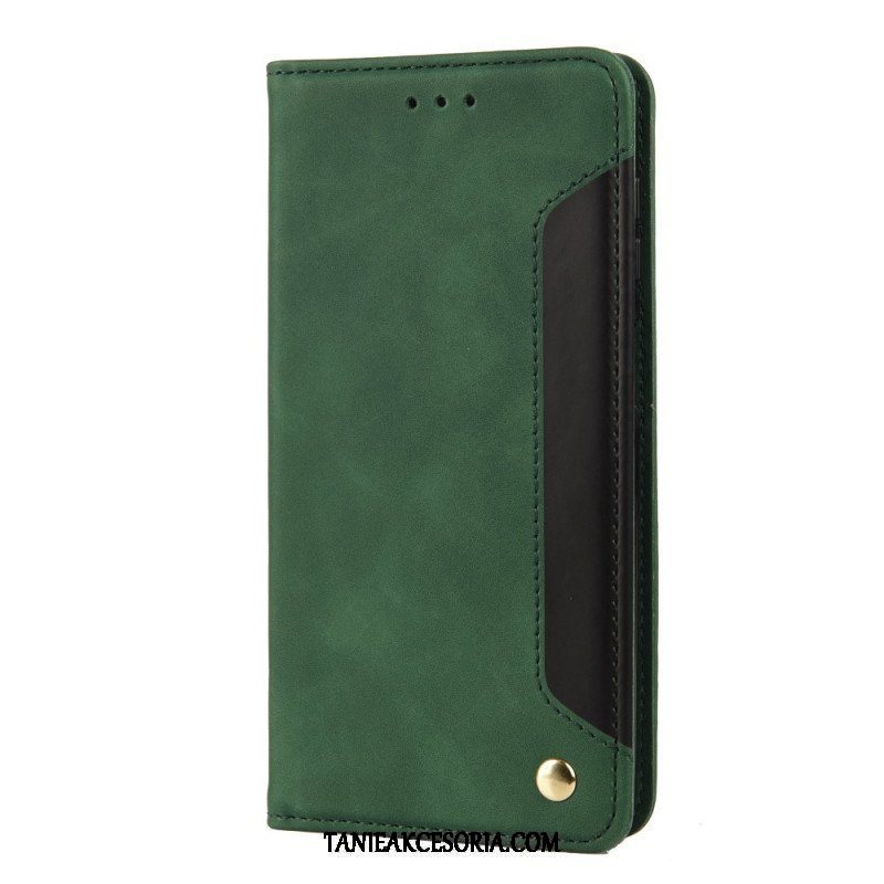 Etui Na Telefon do Samsung Galaxy M12 / A12 Etui Folio Dwukolorowy Biznesowy Efekt Skóry