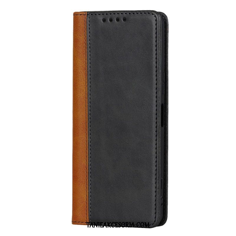 Etui Na Telefon do Sony Xperia 5 IV Etui Folio Dwukolorowy Efekt Skóry