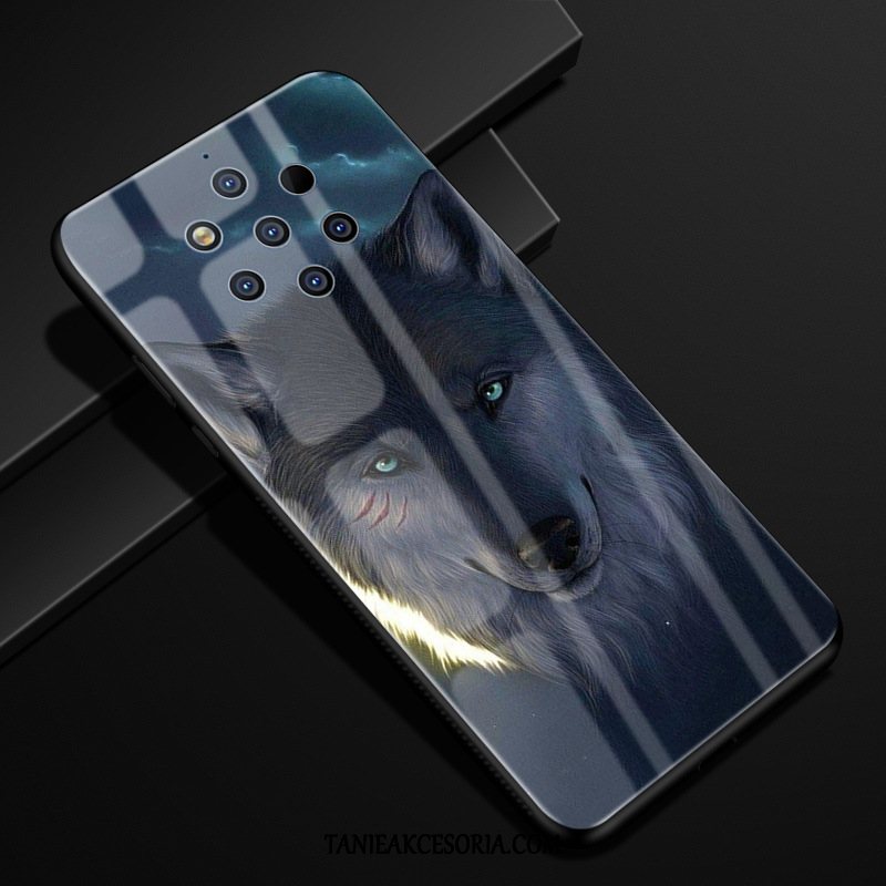 Etui Nokia 9 Pureview Niebieski Szkło Kreatywne, Obudowa Nokia 9 Pureview Telefon Komórkowy Ochraniacz Anti-fall