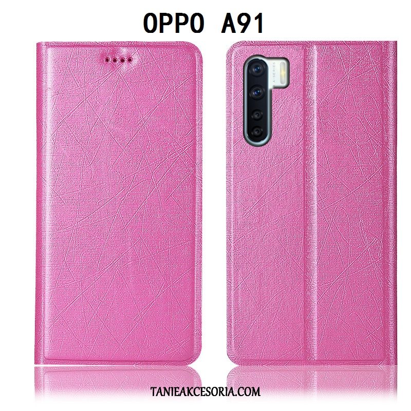 Etui Oppo A91 Anti-fall Jedwab Skórzany Futerał, Obudowa Oppo A91 Telefon Komórkowy Czarny Ochraniacz