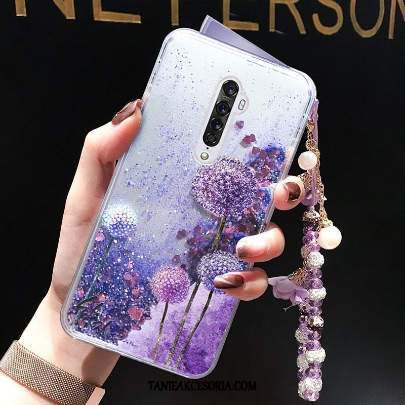 Etui Oppo Reno 2 Telefon Komórkowy Fioletowy Bransoletki, Obudowa Oppo Reno 2 Miękki Liquid Tendencja