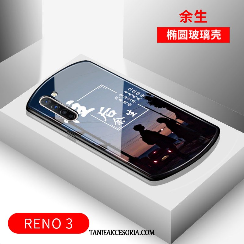 Etui Oppo Reno 3 Ochraniacz Czarny Telefon Komórkowy, Futerał Oppo Reno 3 Lustro Wysoki Koniec Łuk