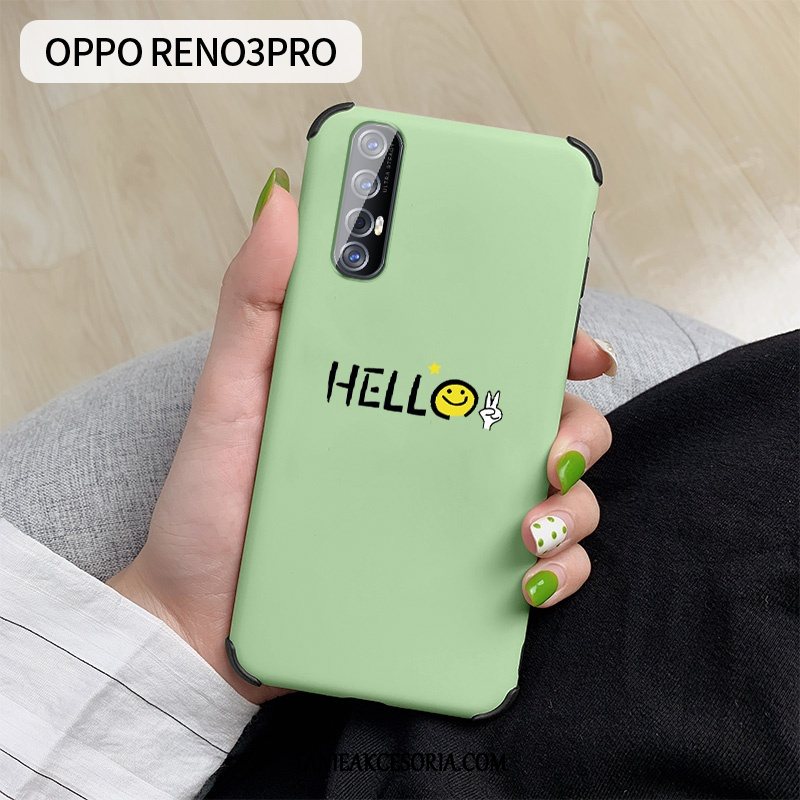 Etui Oppo Reno 3 Pro Ochraniacz Kreatywne Silikonowe, Futerał Oppo Reno 3 Pro Zielony Telefon Komórkowy Proste