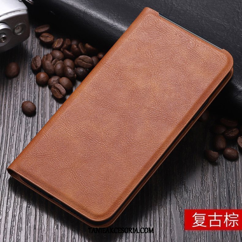 Etui Oppo Reno Z Nowy Szkło Hartowane Skórzany Futerał, Pokrowce Oppo Reno Z Przenośny Filmy Portfel Braun