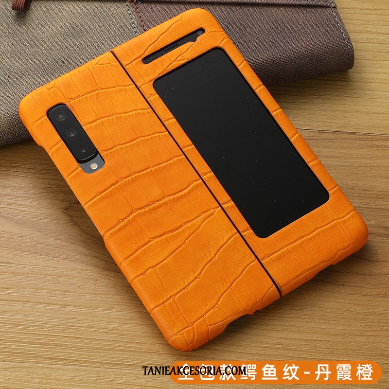 Etui Samsung Fold All Inclusive Ochraniacz Prawdziwa Skóra, Futerał Samsung Fold Czerwony Skórzany Telefon Komórkowy