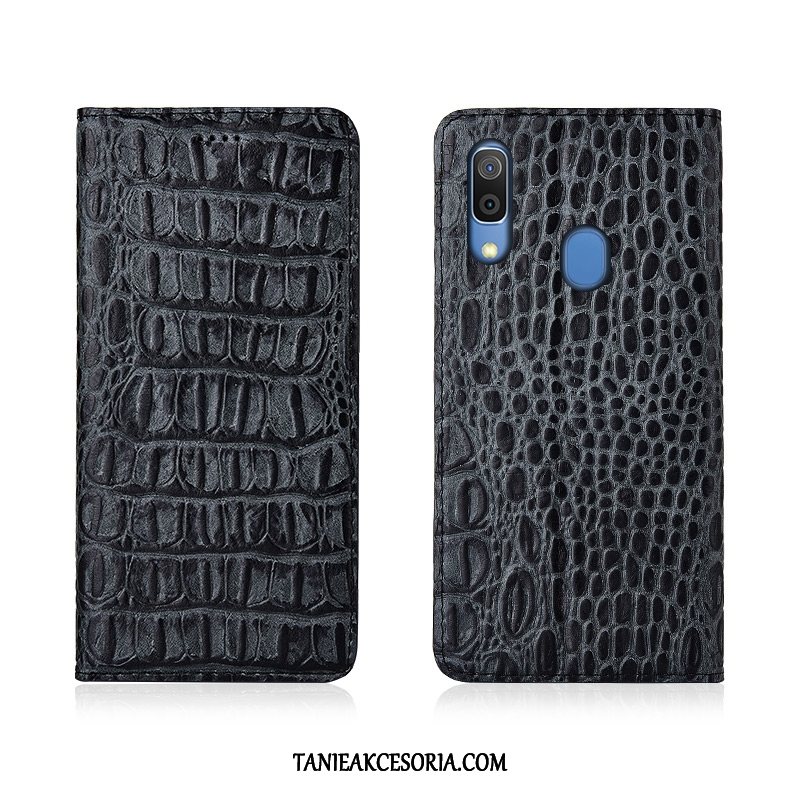 Etui Samsung Galaxy A20e Klapa Telefon Komórkowy Niebieski, Obudowa Samsung Galaxy A20e Prawdziwa Skóra Gwiazda Anti-fall