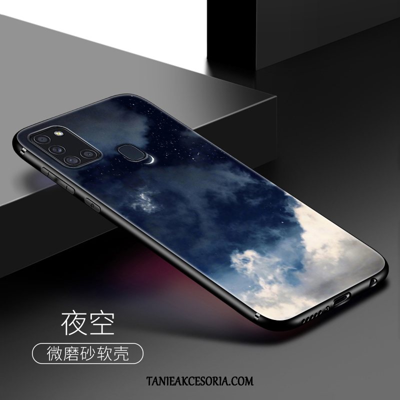 Etui Samsung Galaxy A21s Telefon Komórkowy Silikonowe Gwiazda, Pokrowce Samsung Galaxy A21s Proste Niebieski Nubuku