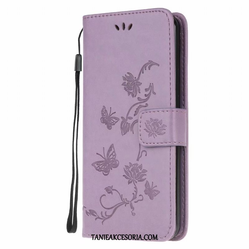 Etui Samsung Galaxy A41 Motyl Skórzany Kwiaty, Futerał Samsung Galaxy A41 Telefon Komórkowy Różowe Anti-fall