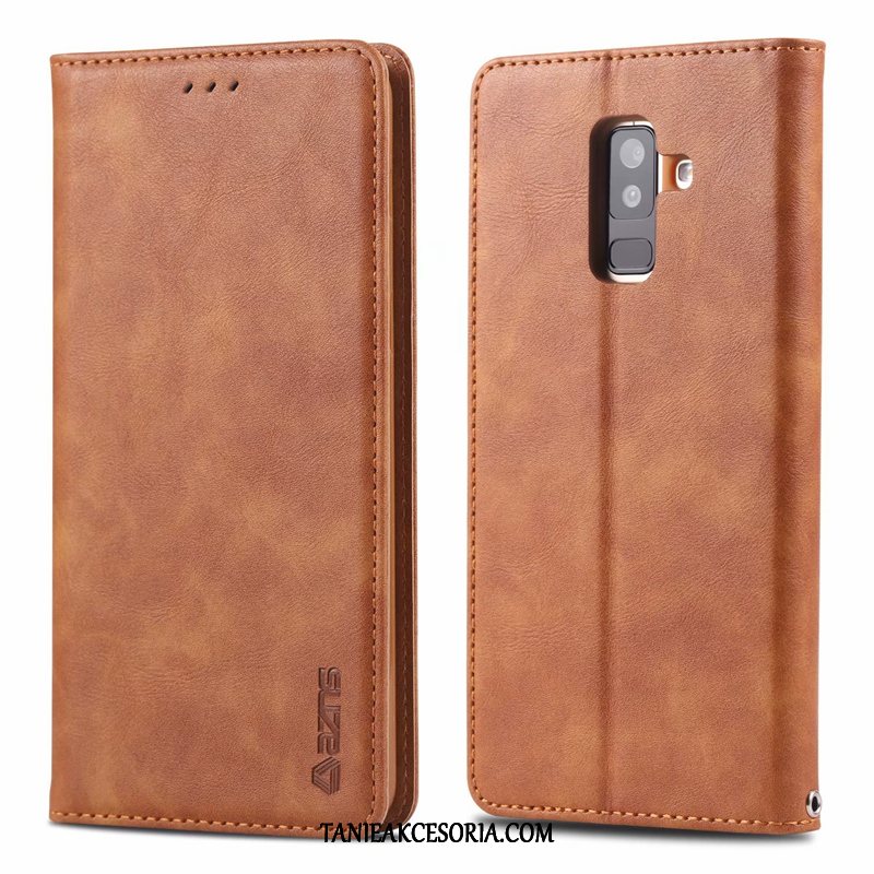 Etui Samsung Galaxy A6+ Brązowy Filmy Ochraniacz, Pokrowce Samsung Galaxy A6+ Wiszące Ozdoby Karta Klapa