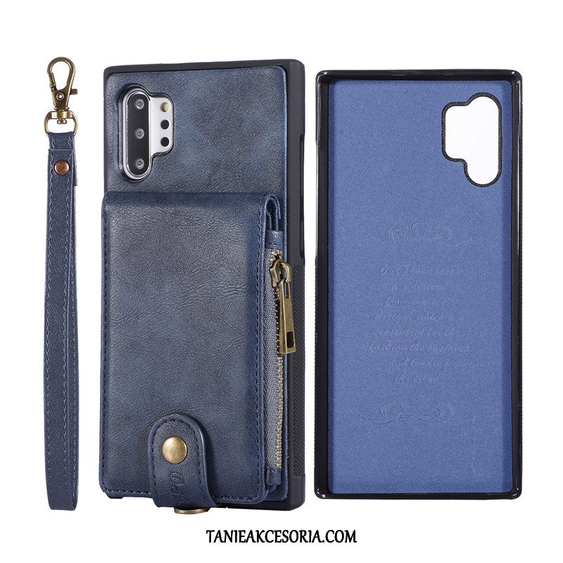 Etui Samsung Galaxy Note 10+ Karta Ochraniacz Skórzany Futerał, Pokrowce Samsung Galaxy Note 10+ Bransoletki Niebieski Moda