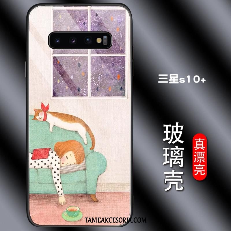 Etui Samsung Galaxy S10+ All Inclusive Kotek Silikonowe, Obudowa Samsung Galaxy S10+ Szkło Proste Niebieski