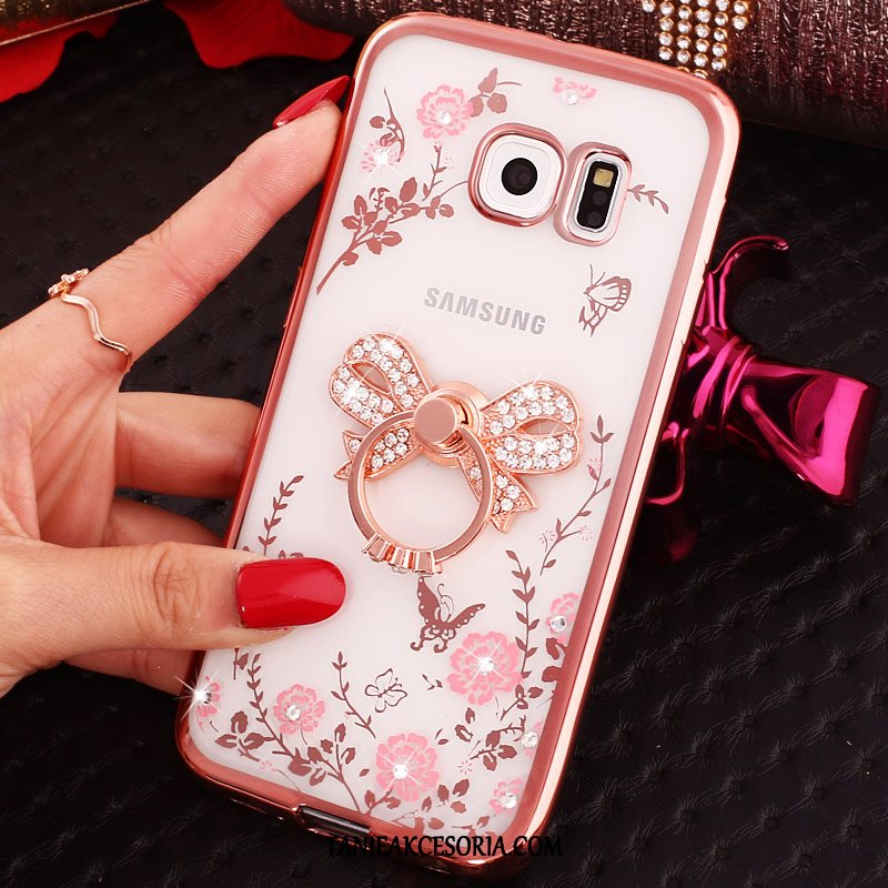 Etui Samsung Galaxy S6 Edge Różowe Klamra Gwiazda, Obudowa Samsung Galaxy S6 Edge Ring Telefon Komórkowy Ochraniacz