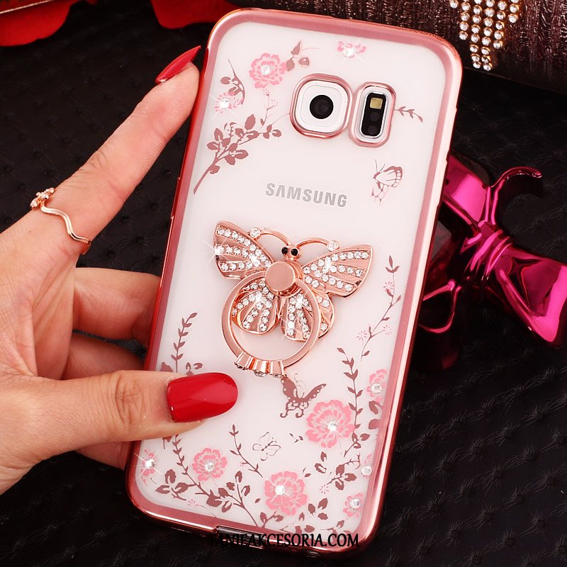 Etui Samsung Galaxy S6 Edge Różowe Klamra Gwiazda, Obudowa Samsung Galaxy S6 Edge Ring Telefon Komórkowy Ochraniacz