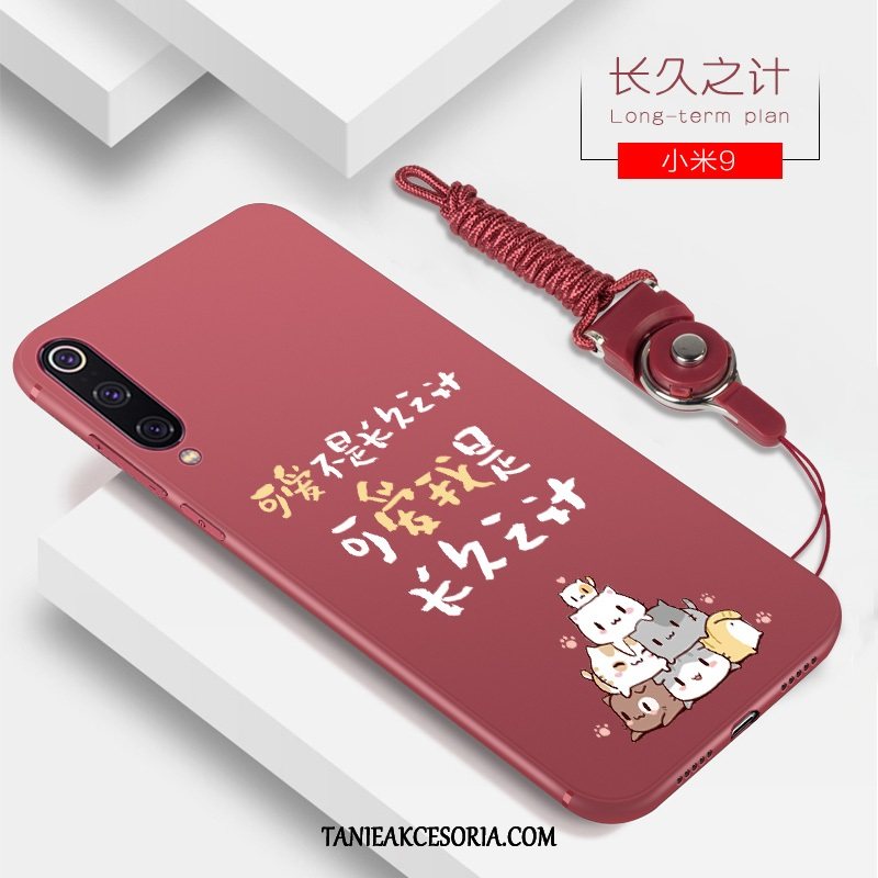 Etui Xiaomi Mi 9 Kreatywne Czerwony Telefon Komórkowy, Pokrowce Xiaomi Mi 9 Miękki Czerwony Netto Cienka Beige