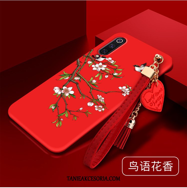Etui Xiaomi Mi 9 Se Ptak Czerwony Duży, Futerał Xiaomi Mi 9 Se Miękki Mały Telefon Komórkowy Beige