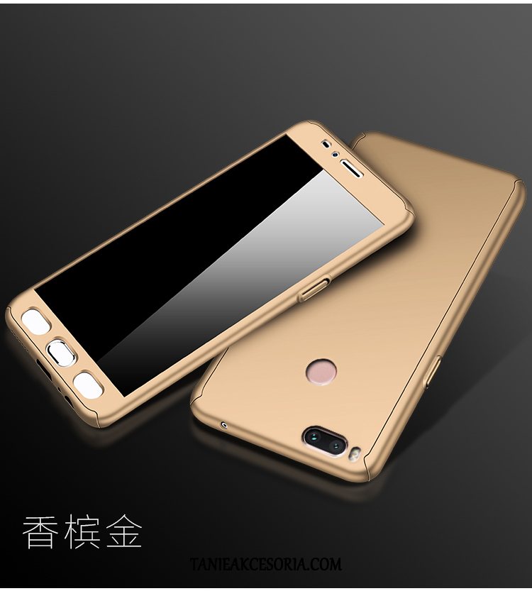 Etui Xiaomi Mi A1 Szkło Hartowane All Inclusive Filmy, Futerał Xiaomi Mi A1 Ochraniacz Telefon Komórkowy Różowe Złoto Beige