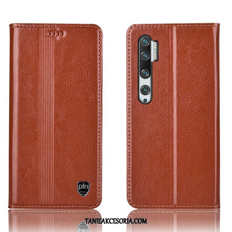 Etui Xiaomi Mi Note 10 All Inclusive Czerwony Czarny, Pokrowce Xiaomi Mi Note 10 Telefon Komórkowy Prawdziwa Skóra Ochraniacz Beige