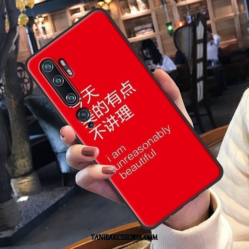 Etui Xiaomi Mi Note 10 Czerwony Netto Miękki Telefon Komórkowy, Pokrowce Xiaomi Mi Note 10 Mały Czarny Kreatywne Beige