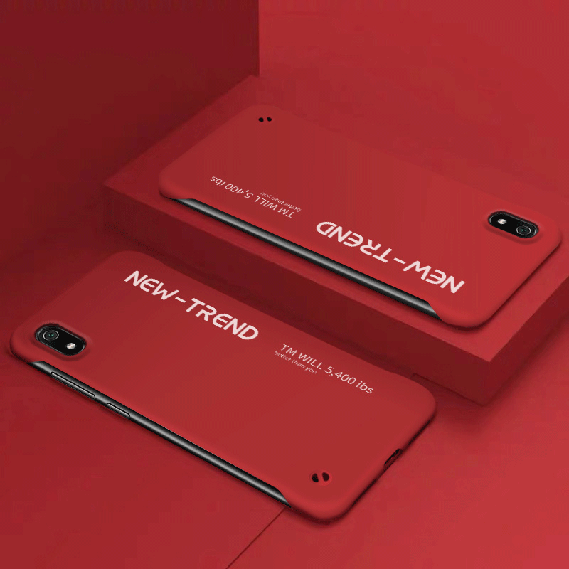Etui Xiaomi Redmi 7a Jednolity Kolor Telefon Komórkowy Granica, Futerał Xiaomi Redmi 7a Nubuku Ochraniacz Czerwony Beige