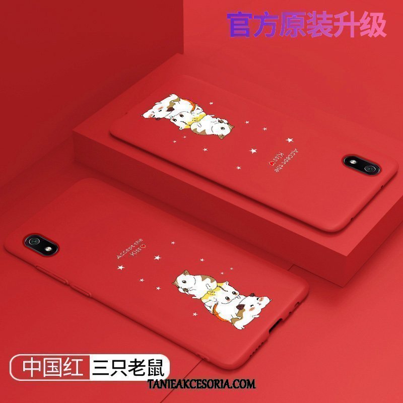Etui Xiaomi Redmi 7a Nubuku Moda Ochraniacz, Futerał Xiaomi Redmi 7a Silikonowe Anti-fall Czerwony Beige