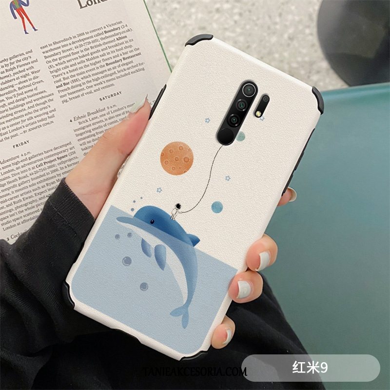 Etui Xiaomi Redmi 9 Kreatywne Anti-fall Silikonowe, Futerał Xiaomi Redmi 9 Biały Czerwony Netto All Inclusive Beige