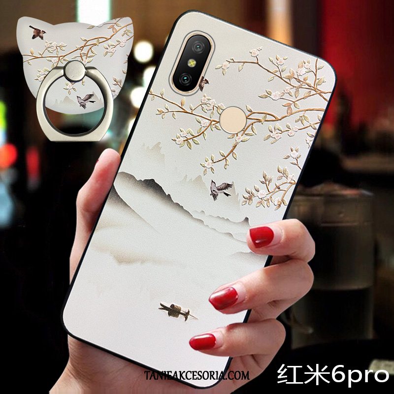 Etui Xiaomi Redmi Note 6 Pro Vintage Miękki Chiński Styl, Obudowa Xiaomi Redmi Note 6 Pro Cienkie Silikonowe Różowe Beige