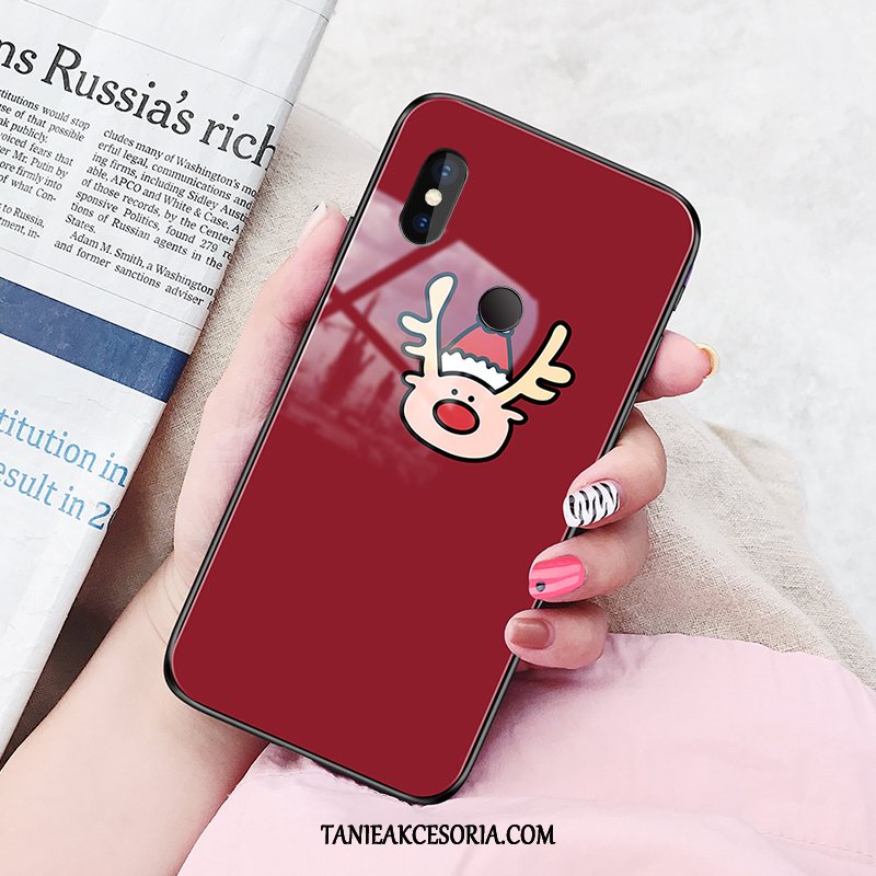 Etui Xiaomi Redmi S2 Piękny Szkło Obrzeża, Futerał Xiaomi Redmi S2 Zakochani Czerwony Biały Beige