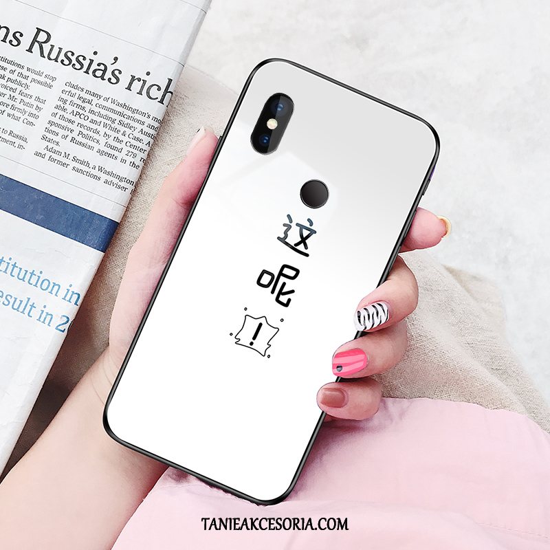 Etui Xiaomi Redmi S2 Piękny Szkło Obrzeża, Futerał Xiaomi Redmi S2 Zakochani Czerwony Biały Beige