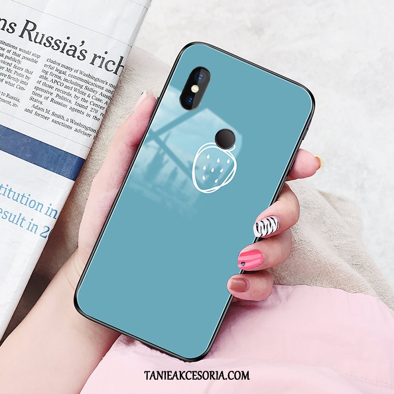 Etui Xiaomi Redmi S2 Piękny Szkło Obrzeża, Futerał Xiaomi Redmi S2 Zakochani Czerwony Biały Beige