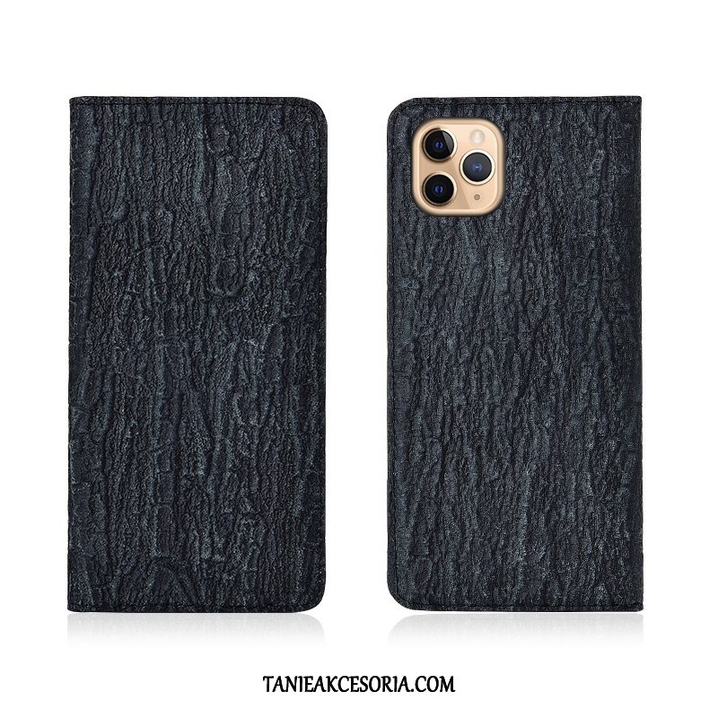 Etui iPhone 11 Pro Max Kreatywne Anti-fall Drzewa, Obudowa iPhone 11 Pro Max Klapa Prawdziwa Skóra Ochraniacz