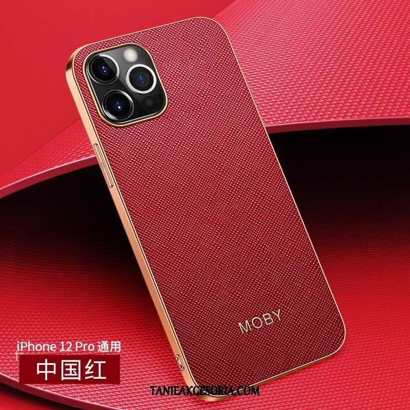 Etui iPhone 12 Pro Prawdziwa Skóra All Inclusive Cienkie, Obudowa iPhone 12 Pro Czarny Anti-fall Wysoki Koniec